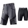 ROCKBROS Pantaloncini MTB Uomo Pantaloncini Ciclismo Corti 4D Imbottitura Traspiranti Design 2 in 1 per Ciclismo Bicicletta