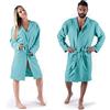 Viterbo Biancheria Accappatoio In Morbida Microfibra Con Cappuccio Uomo Donna Tinta Unita Misure S M L XL XXL (Celeste, L)