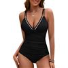 Vijamiy Costume Piscina Intero Donna Costumi da Bagno Contenitivo Push Up Scollo A V Mare Monokini Swimsuit for Women Beachwear con Due Spalline