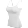 Generic Canottiera da donna, in cotone, con reggiseno a mensola con spalline sottili, crop top, canottiera da yoga, canotte elasticizzate, senza cuciture, comfort a girocollo, reggiseni per dormire, 3 pezzi,