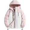 Vhersily 2025 Giacca da Sci Montagna Impermeabile Parka da Neve Calda Imbottita Invernale Cappotto da Sci con Cappuccio Invernali Antivento Giubbotto da Viaggio Donna con Tasche Leggera Trapuntata