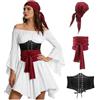 RUITOTP Costume Pirata Donna, Vestito Pirata Medievale Costume Carnevale Donna con Corsetto Foulard Gonna da Piratessa Rinascimentale Vittoriana per Carnevale di Halloween