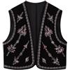 Owegvia Gilet ricamato da donna classico senza maniche aperto sul davanti cardigan in velluto gilet autunno donna gilet giacca outwear, Nero , L