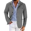 Generisch Giacca da uomo in cotone lavorato a maglia morbido ed elastico, cappotto sportivo, vintage, business, casual, con tasche, con bottoni, giacca da uomo