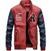 Vogstyle Uomo/Signori/Ragazzi PU Pelle College Baseball Jacket Felpa Motociclista Giacca Giubbotto Rosso L