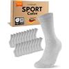 sockenkauf24 10 Paia Calze Sportive Uomo Calzini Tennis Spugna Rinforzati Crew Socks Grigio 43-46