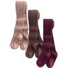 NEXT Ragazza Confezione da 3 collant a trecce in misto cotone Pink Berry Red and Chocolate Brown 5 Anni-6 Anni