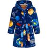 DELEY Accappatoi per Bambini Ragazzi Ragazze Accappatoi con Cappuccio Pigiami Bambini Indumenti da Notte Accappatoio Morbido Pianeta Blu 5-6 Anni