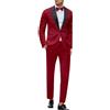 Generisch Business Sakko - Giacca da uomo, moderna, sportiva, vestibilità normale, blazer, matrimonio, festa, uomo, collo sciallato, formale, business, smoking blazer, taglie forti, O rosso., 3XL
