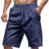 Generale Bermuda Uomo in Lino Leggero Estivo, Taglio Ampio Dritto Vita Elastica con Lacci per Mare, Uscite e Look Casual Quotidiani(Navy,2XL)