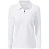 AjezMax Polo Donna Manica Lunga Poloshirt Lavoro Camicia Sportiva Golf Top con Zip Bianco M