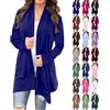 Generic Cardigan da donna lungo elegante, cardigan lavorato a maglia oversize, cardigan lungo lavorato a maglia con parte anteriore aperta, elegante cardigan casual lavorato a maglia tinta unita, leggera