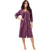 LEVERIE Vestaglia donna in cotone felpato autunno/inverno, Mod. 6 viola, 3XL