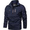 Cexiakong Giacca da uomo impermeabile casual con cappuccio softshell foderato in pile giacca da corsa tattica militare lavoro pesca caccia arrampicata autunno inverno, Blu marino, 3XL