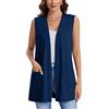 Actcat Cardigan da donna senza maniche leggero aperto davanti casual vestibilità ampia gilet con tasche 2026