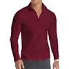 KUYIGO Polo a Manica Lunga da Uomo Cerniera a Un Quarto Casual Slim Fit Collo a Lupetto Camicie in Cotone dal Design sempliceL Rosso Vino