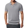 Generic Polo a nido d'ape da uomo con colletto a maniche corte T-shirt da golf estiva slim fit T-shirt tinta unita 2025 Top da lavoro, Grigio Polo De Hombre, S