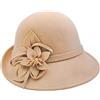 Ulalaza Cappello a Cloche in Feltro di Lana Invernale a Tesa Larga retrò con Fiore Fiocco Vintage Cappello alla Pescatora Floppy per Le Signore
