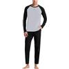 WAZHAKU Pigiama da uomo, lungo, in cotone, estivo, a maniche lunghe, con pantaloni da sonno, pigiama, traspirante, unisex, leggero, set da 2 pezzi, pigiama per il tempo libero