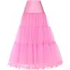 YYKSYDPT 50's Sottogonna Lunga Crinolina Donna Balletti Danza Petticoat Organza Retro Tutu Vintage 1950's Rockabilly Gonne Tulle (S/M, Rose)