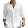 BELLIDONNA Uomo Camicia a Nido d'Ape Manica Lunga Henley Shirt Risvolto Casual Hawaii in Tinta Unita con Tasche Traspirante Maglietta T-Shirt da Uomo per Interni Spiaggia Hippie per Mare Vacanza,Ufficio
