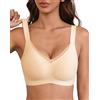 INNERSY Reggiseno da donna senza ferretto, senza cuciture, classico, da donna, bustino imbottito, morbido bralette, confezione da 1, 1 beige., XXL