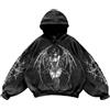 Generisch Felpa da uomo e donna, Y2K, vintage, con stampa a teschio, casual, con cappuccio, stile college, gotico, a maniche lunghe, large, stile retrò, per Halloween, alla moda, comoda, W nero., XXL