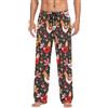 Oudrspo Pantaloni iama da Uomo con Animali Galli e Galline Pantaloni iama Leggeri con Tasche iama da Uomo per la casa
