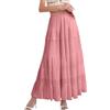 Generisch Donna Mini Bianco Fluente Maxi Gonne Boho Estate Elastico Vita Pieghettato A Linea Gonna Lunga Per Le Signore Fiori Corti, Colore: rosa., S