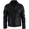 Infinity Leather Infinity Giacca Aderente da Uomo in Vera Pelle e Zip Laterale Biker Retro Vintage