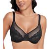 DotVol Donna Reggiseno Pizzo prospettico Leggero, Confortevole Ogni Giorno Nero 1E