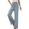 GUCURIN Pantaloni Larghi Donna Eleganti Canapa Confortevole Pantaloni a Gamba Larga a Vita Alta Pantaloni Palazzo Solido Pantaloni Tuta Lungo Elastico con Tasche e Coulisse