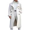 Generic Uomo Tacca Risvolto Doppio Petto Lungo Trench Cappotto Casual Business Classico Elegante Antivento Peacoat Trench Coat Uomo, bianco, M