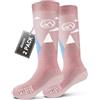 OutdoorMaster 2 Paia Lana Merino Calze da Sci per bambini, Calze Invernali da Snowboard Traspiranti per Ragazze/Ragazzi per Sport All'aria aperta con Sopra il Polpaccio Design/Polsini Antiscivolo