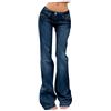 Generisch Jeans da donna a vita bassa, jeans svasati, alla moda, a vita molto bassa, skinny fit, classici elastici, Pull On Streetwear, pantaloni a zampa da donna, 70 pezzi, Blu scuro, M