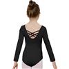 zffriction Body da Danza Classica per Ragazze Body da Ginnastica in Cotone a Maniche Lunghe da Donna Body da Danza Sportiva Nero Bianco per Bambini Piccoli Adulti (Nero, 160)