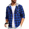 SwissWell Camicia Uomo Flanella Felpe Uomo Camicia a Quadri Manica Lunga Casual Camicia con Cappuccio Blu XL