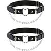 alisikee 2 giarrettiere in pelle con catene, giarrettiera elastica da donna con cuore, nero, Regolabile