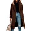 Generisch Cappotto di lana da donna, lungo e sciancrato, elegante cappotto nero da donna, classico trench alla moda, caldo cappotto invernale da donna