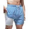 Arcweg Costume da Bagno per Uomo e Ragazzo, con Fodera a Compressione, 2 in 1, ad Asciugatura Rapida, da Spiaggia, da Uomo, Elastico, con Tasche con Cerniera, Strisce Bianche Blu, M