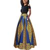 Angel ZYJ Donna Vestiti Lunghi Due Pezzi Senza Spalline Manica Corta Camicetta + Rosa Stampa Gonne Lungo Elegante Vestito Abito Maxi da Sera