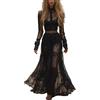 Generic Abito vintage con scollo a V e maniche corte per le donne retrò western country abiti casual abito da festa spiaggia di grandi dimensioni gotico gonna da degrado occidentale costume da cowgirl, 3nero