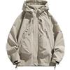 Mymyguoe Giacca impermeabile leggera da uomo, impermeabile, traspirante, estiva, semplice trench, traspirante, unisex, parka impermeabile, giacca da sci invernale, tinta unita, cachi, XXXL