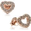 LA TRIADE STUDIO - Orecchini a Cuore a Lobo in Argento Sterling 925 - Orecchini per Donna 7 mm - 1 paio - Rodiato, Placcato oro, Placcato oro rosa (Oro Rosa)