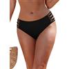 SHEKINI Costume da bagno a vita media, da donna, con strappi, cutout, colore nero, bikini