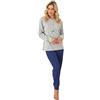 Generico De Fonseca e coconuda Pigiama Donna Caldo Cotone 100% Set Pigiama Donna Cotone Lungo con Pantalone Pigiama Donna Lungo Comodi Pigiami Donna Due Pezzi Homewear Donna Inverno (M, DEFONSECA 609 BLU)