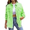 Generic HUIFUAO Camicia di Denim Lavato Giacca Donna Oversize Button Down Cappotto di Jeans con Tasca Manica Lunga Camicetta di Denim Sfrangiato Top, Z02 Verde menta, XXL