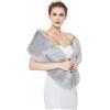 BEAUTELICATE Scialle Stola di Pelliccia Sintetica Donna Sciarpa Coprispalle Elegante per Sposa Feste Cerimonia (Grigio, Plus Size - 170cm)