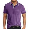 Duohropke Polo da uomo a maniche corte da golf con tasca, a rete, con scollo, in cotone, t-shirt basic, polo estivo, Lilla, M