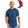 Merino.tech Maglietta Lana Merinos Uomo - Maglia Termica Uomo in Lana Merinos Manica Corta con Calze (Medium, Denim)